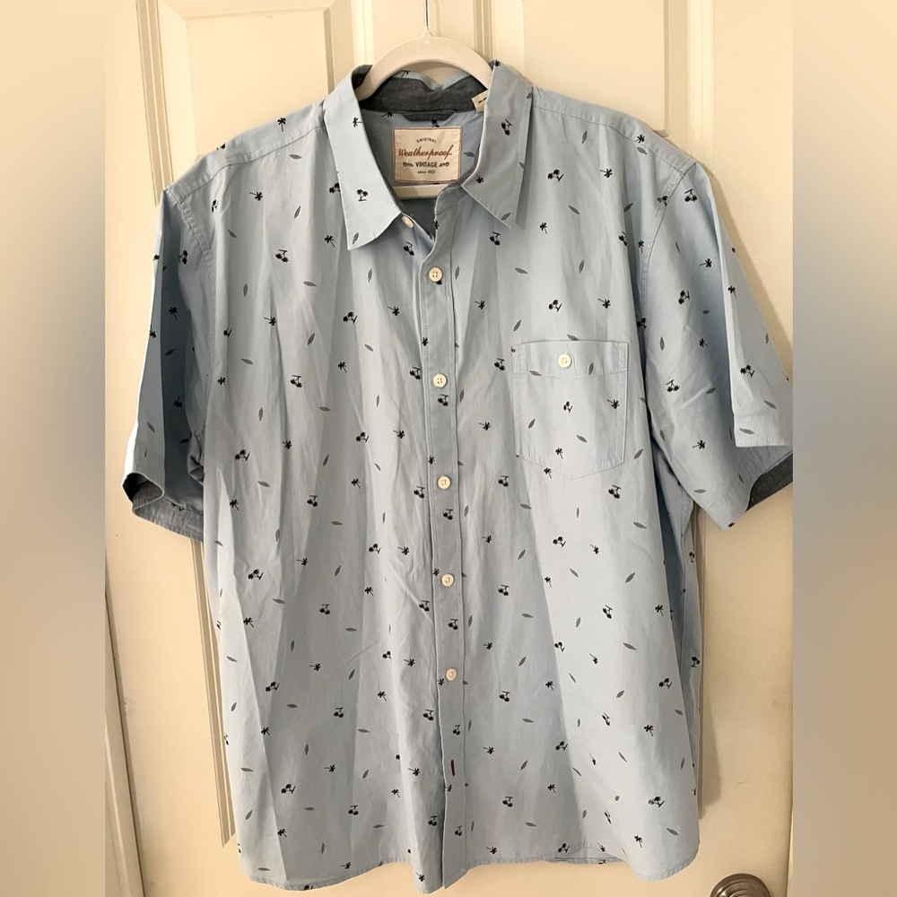 Men's Weatherproof Vintage Short Sleeve Shirt Casual Button Up, size XXL surf